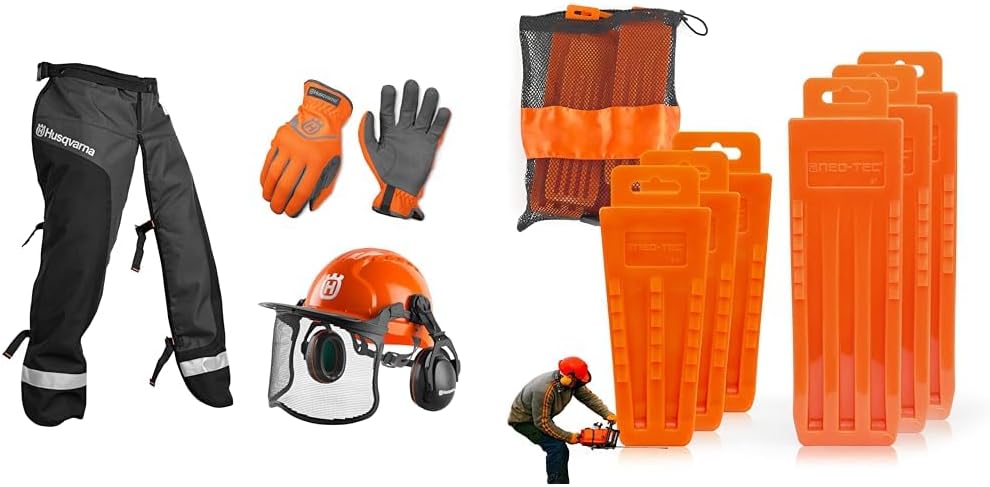 Husqvarna Classic Personal Protective Power Kit with Chainsaw Chaps & NEO-TEC 6 Pack Tree Felling Wedges, Chainsaw Wedges, 5.5
