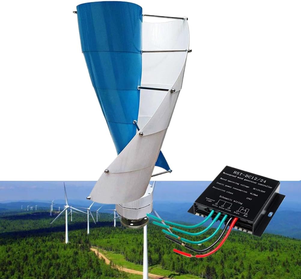 New Energy Spiral Wind Turbine Windmill Generator 12V/24V/48V/220V W/Controller 10 Blade Low Noise Permanent Magnet Generator(9000W)