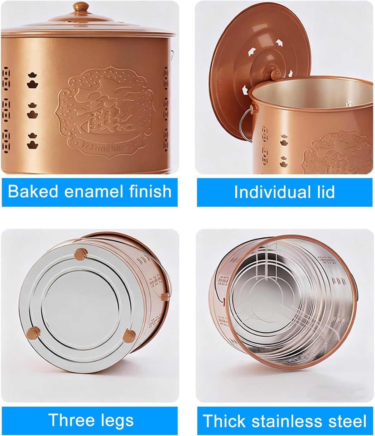 Burn Barrel, Metal Fire Pit, Paper Burner Outdoor Incinerator, Including Tripod, Fire Hook, for Wood Rubbish Leaves Cardboard(Red,45cm/17in)