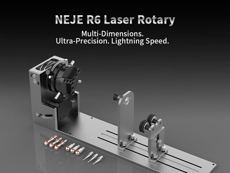 NEJE R6 Individual A-Axis 9-in-1 Rotary New Micron-Level Rotary Attachment for Laser Engravers, Quick Operation Chuck Roller Rotary Laser Engraver Engraving Accessories