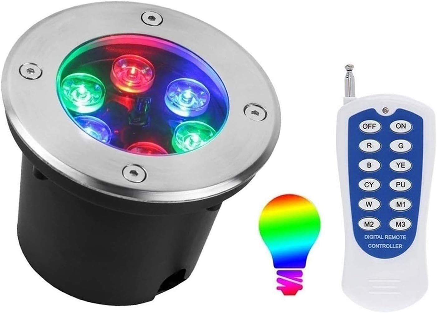 Outdoor Buried Lights - LED Landscape Lights, Underground Light, RGB Underwater IP68 Waterproof RF Remote Control Stainless Steel Light, for Garden Pond Swimming Pool(24V,24W)