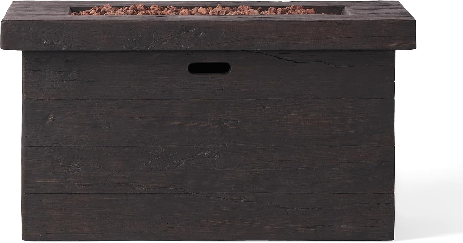 45 Inches Rectangular Fire Pit Table, 50,000 Btu Outdoor Propane Fireplace, Brown Patio Heater with Lava Rocks, Backyard, Deck, Poolside (1 Doors)