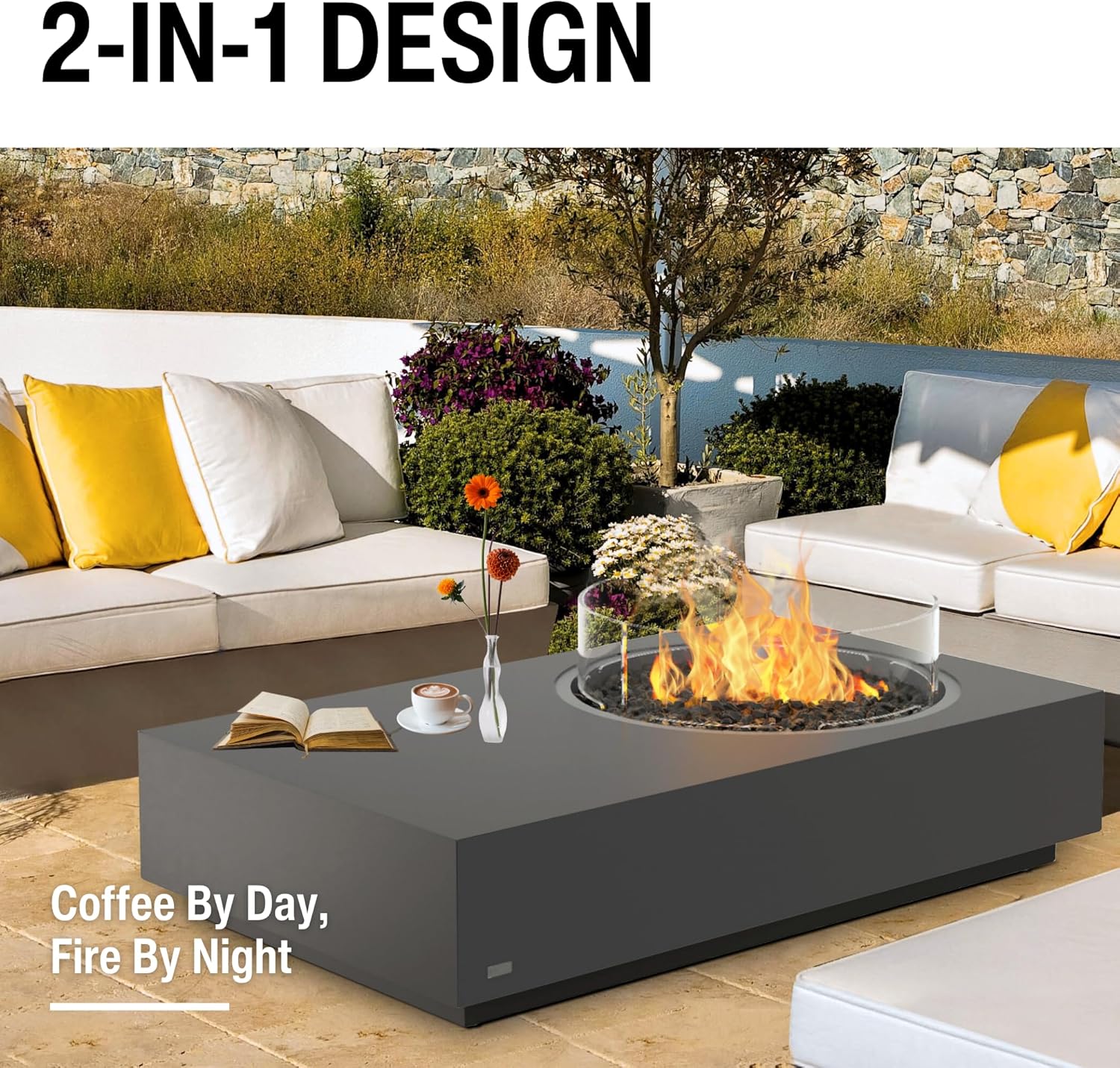 2-in-1 Propane Fire Pit Table | 65,000 BTU's | 50