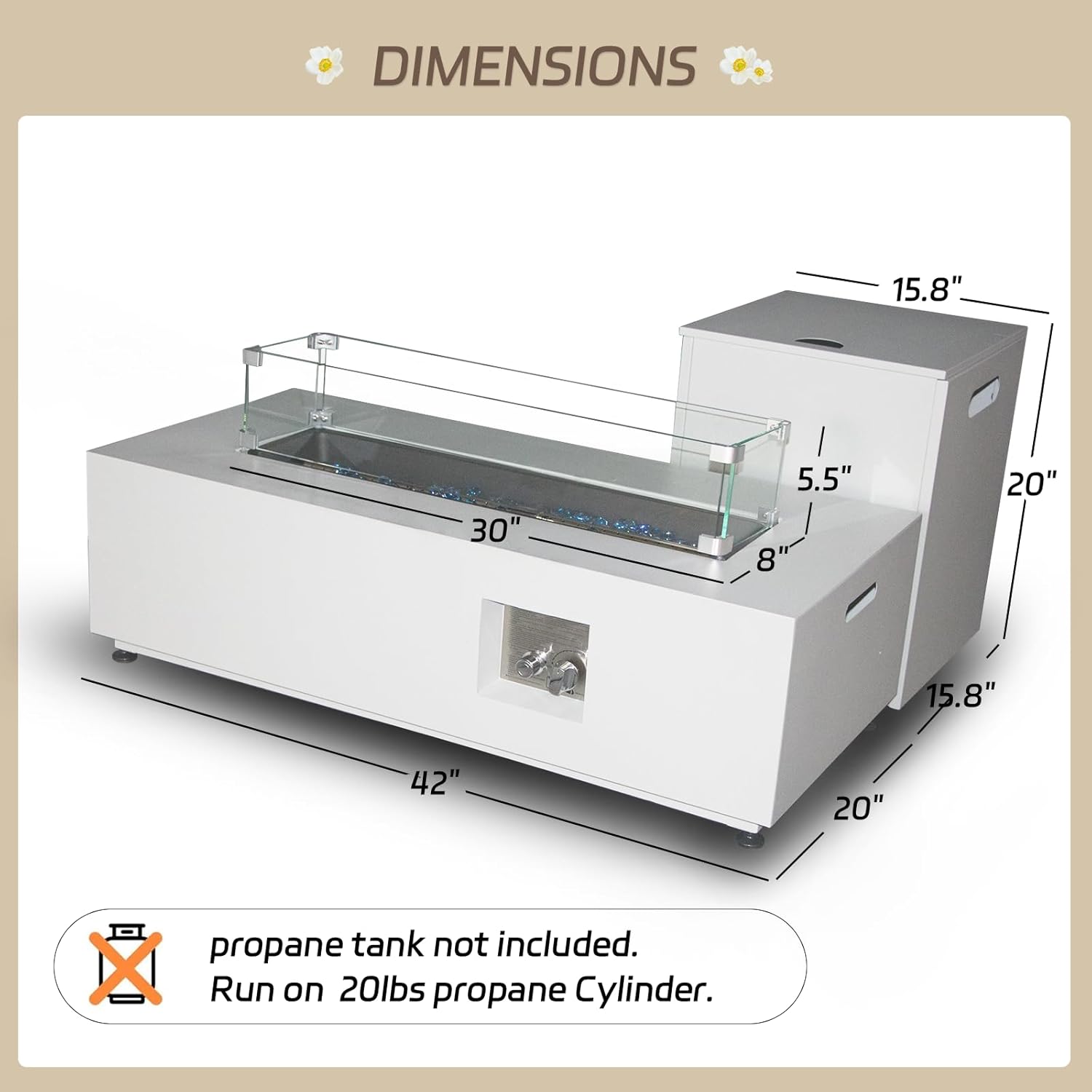 BULEXYARD Large Rectangle Outdoor Patio Propane Gas Fire Pit Table Set with Tank Table, 50,000 BTU 42