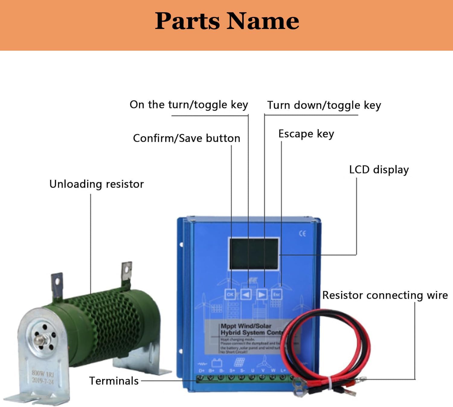 400W/600W/800W Wind Solar Hybrid Charge Controller, 12V/24V/48V MPPT Hybrid Boost Controller for for Wind Turbine & Solar Panel,24V/48V-Wind800W+Solar600W