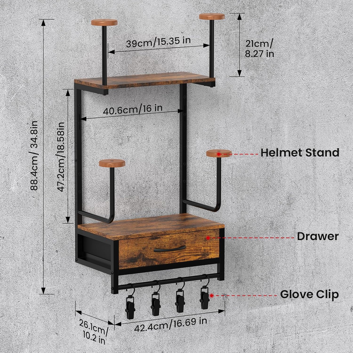 Helmet Rack Wall Mount, Motorcycle Helmet Holder Plate Rack Display Organizer with Motorcycle Accessories Helmet Hanger Wall Mount for Football (Vintage Black, 4 pack)