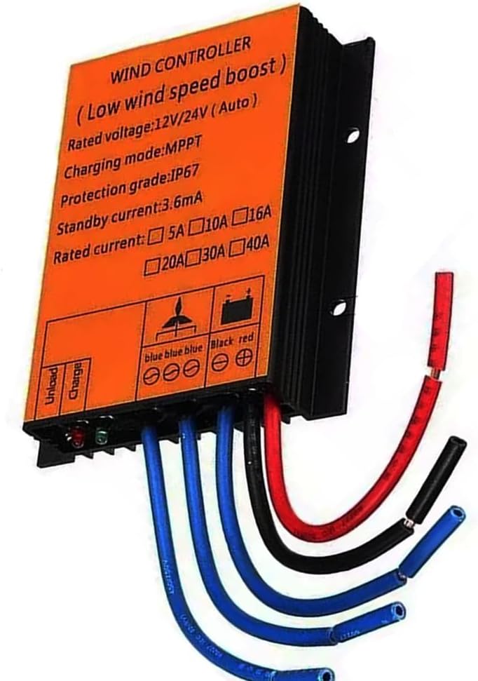 5000W MPPT Wind Turbine Generator Controller, 16A IP67 Waterproof Wind Generator Controller, Auto Match MPPT Controllerfor DC Wind Turbine 12V 24V 48V 220V (Orange)