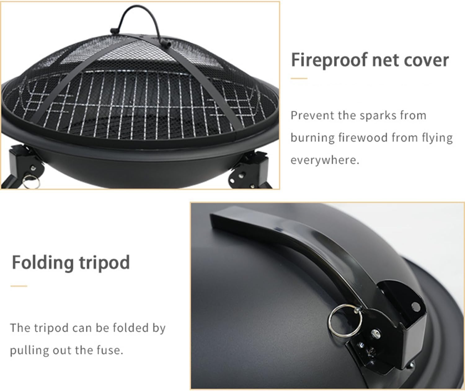 Portable Folding Outdoor Fire Pit & Wood-Burning Stove Perfect for Gardens, Family Gatherings, picnics, and Beach Bonfires—Enjoy Relaxed, Cozy Evenings. (Black, 21.5in)