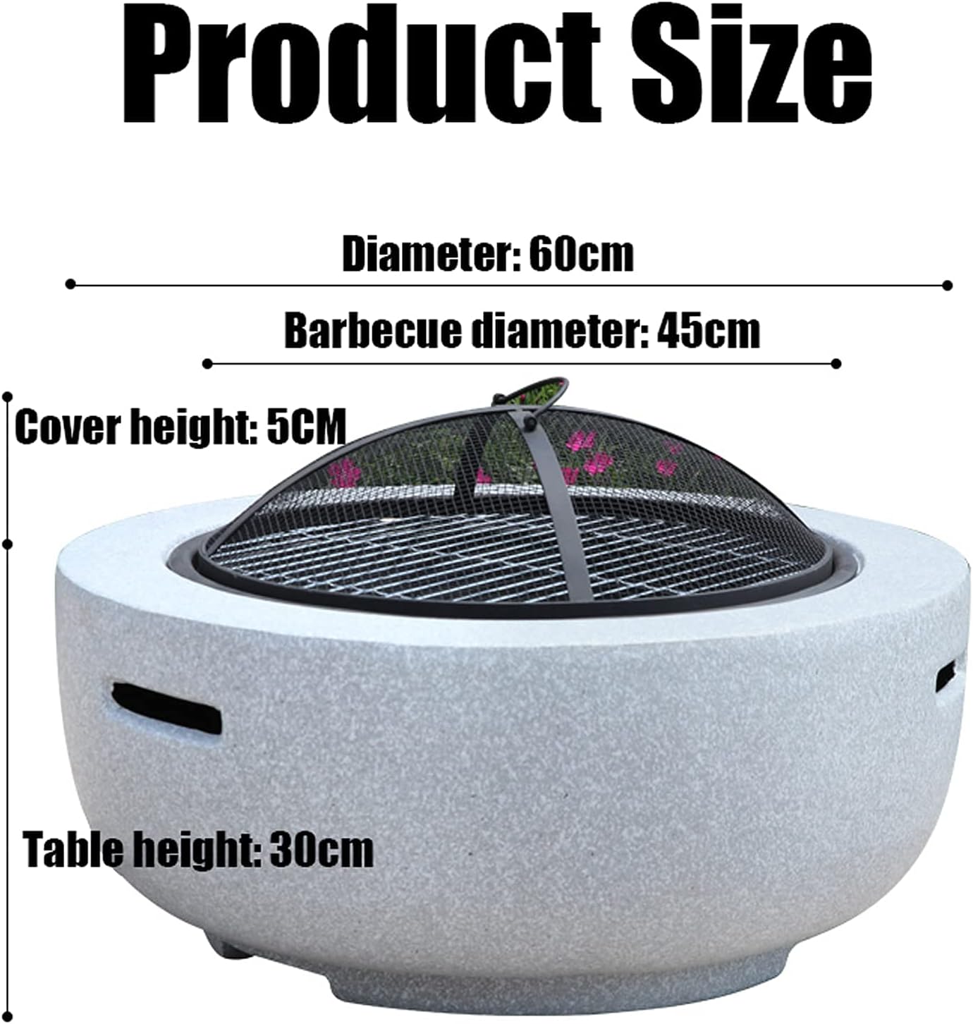 3 in 1Outdoor Party BBQ Fire Pit Table & Grill, Round Wood Burning Fire Pit, Outdoor Garden Heaters with Grill Grate, for Camping/Heating/Bonfire and Picnic