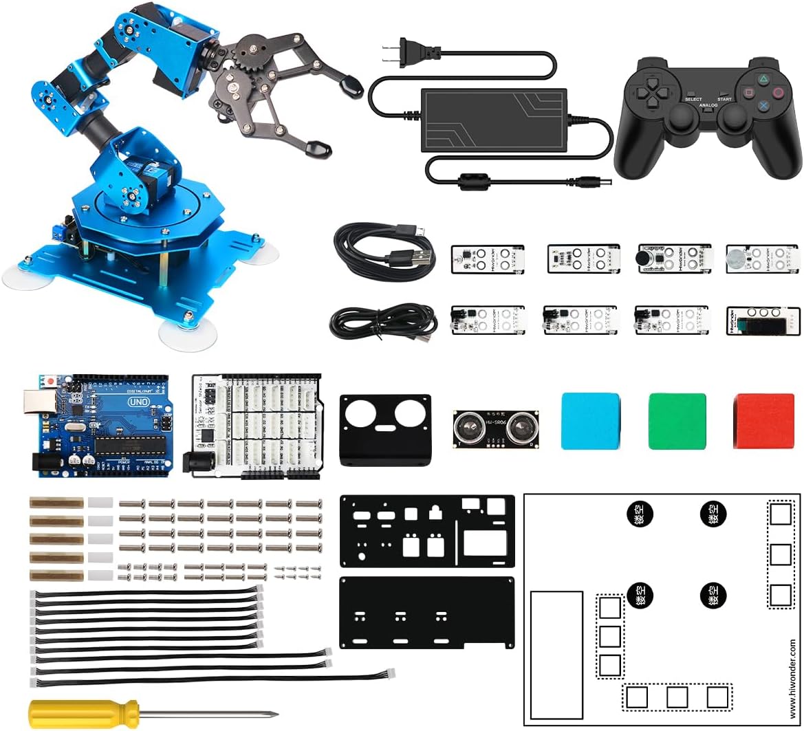 Robotic Arm 6DOF Robot Arm Kit with Secondary Development Compatible with Arduino, DIY Programming Kit STEAM Robot with Sensor and Arduino Open Source Code & Tutorial