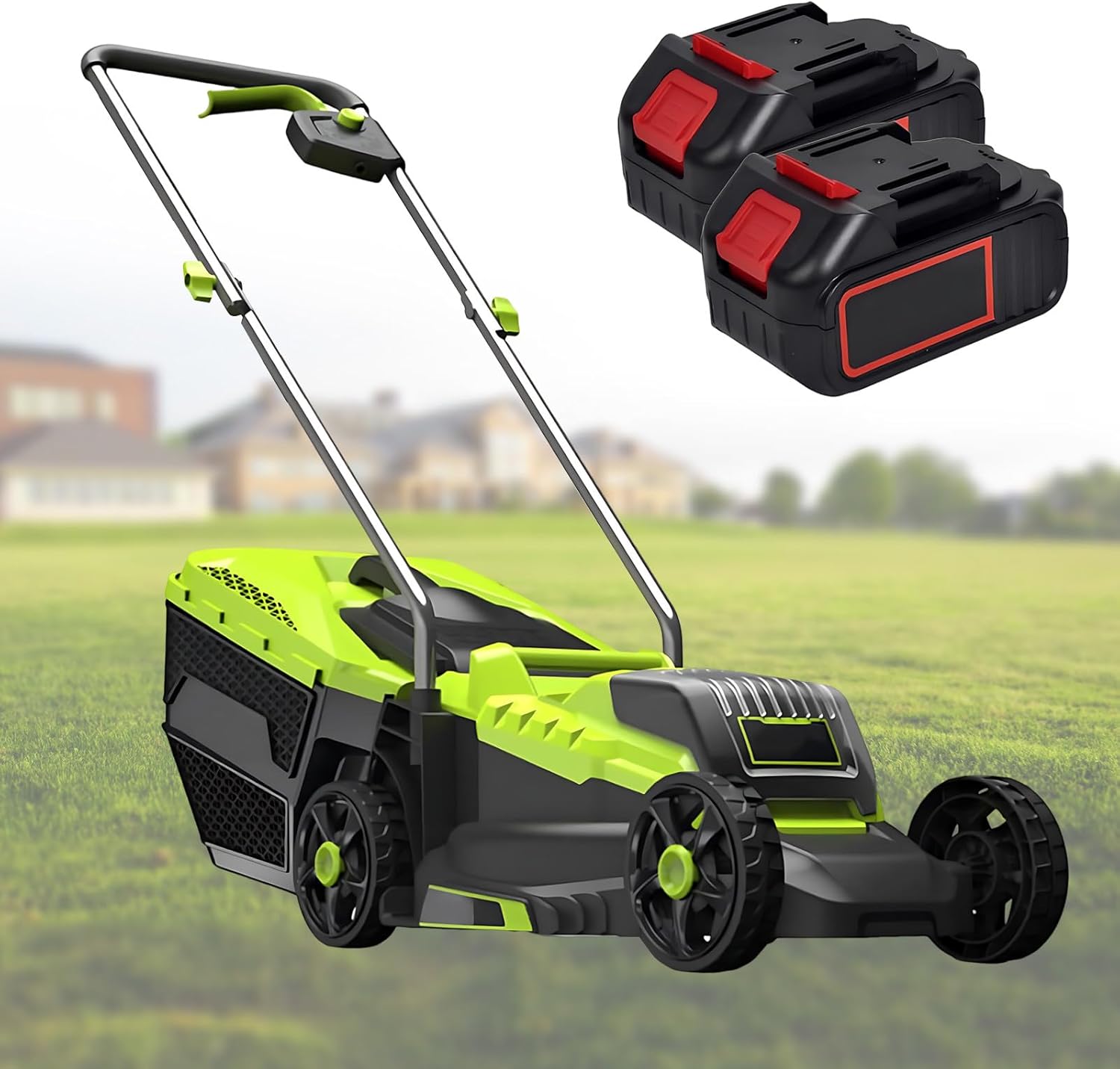 SHAHRYAR Brushless Cordless Push Lawn Mower,Electric Lawnmower Battery Powered,Electric Lawn Mower,30/50/70 Mm 3 Adjustable Cutting Heights,for Garden, Yard and Farm