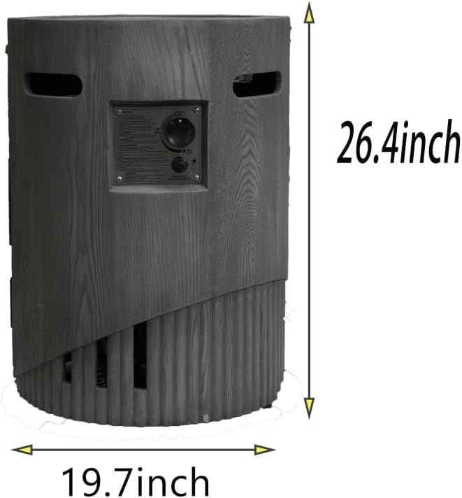 32000 BTU Round Outdoor Gas Fire Pit with Lava Stones, Rainproof Cover, Magnesium Oxide Cultured Stone Surface, 19.7