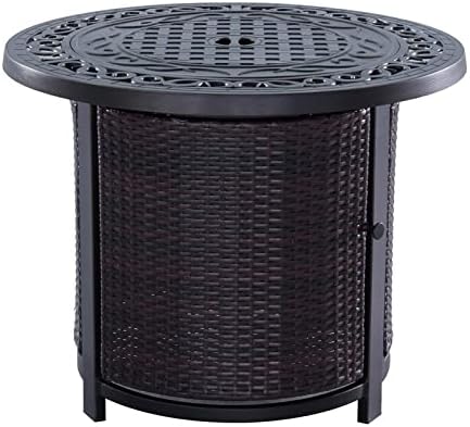 Round Firepit Table with Wicker Base