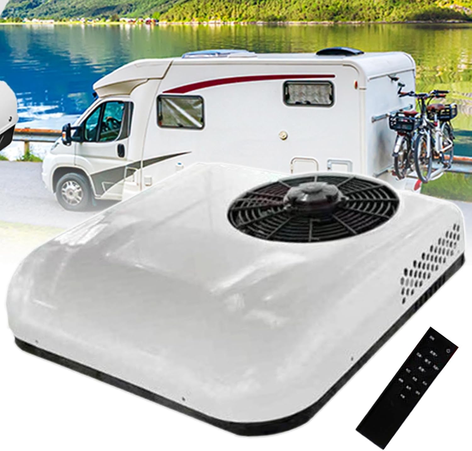 Dc 12v/24v Rv Rooftop Air Conditioner-Only Cooling/Cooling+Heating,850w Motorhome Electric Parking Air Conditioning Fit For Camper Van Truck Excavator Off-Road Vehicle Suv Bus ,WhiteCool+Heat24v