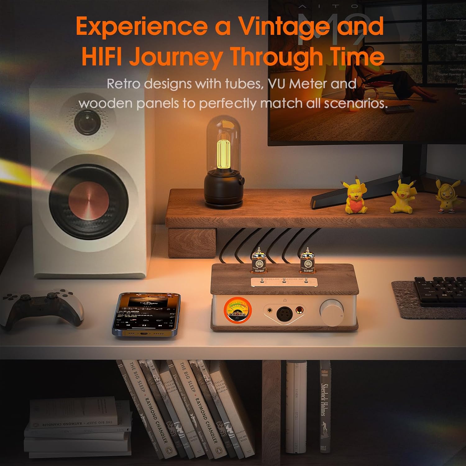 ​Douk Audio Tube Headphone Amp: for XLR, 4.4mm, 6.35mm HiFi Headphones, Stereo Preamplifier for Amplifiers, Speakers, Home Desktop Audio System, with VU Meter & German Valvo Vacuum Tubes​ (E2)