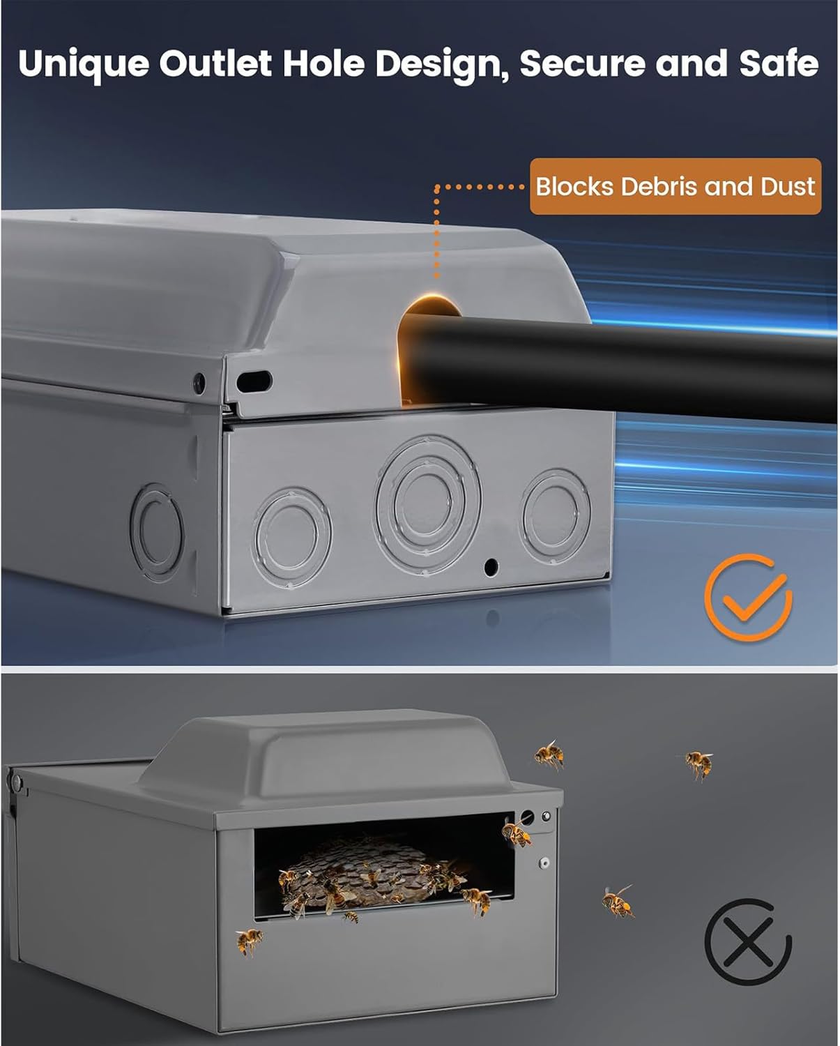 30 Amp Generator Power Box Stainless Steel Rainproof 7500W with Removable Knockout Holes for Outdoor Residential Commercial Use