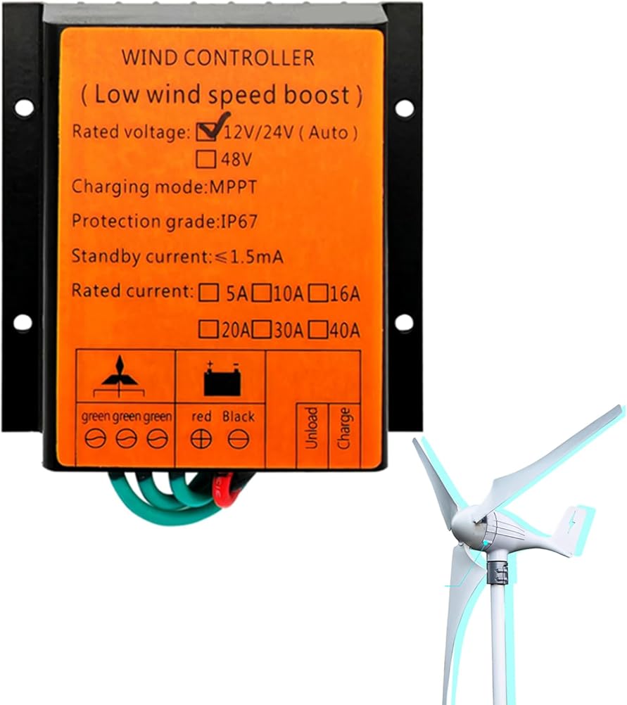 24V, 48V,12000W 30A Wind Charge Discharge MPPT Booster Controller, IP67 Auto Match Wind Output DC AC 12/24V for Wind Turbine Generator﻿