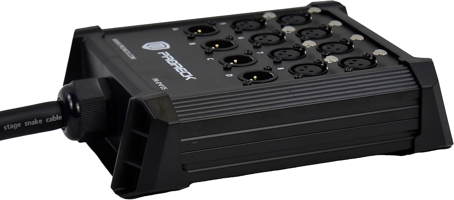 PRORECK 8-Channel Low Profile XLR Send Circuit Board Snake Cables, XLR Splitter Cable for Live, Recording, Stage, Studio, 25 Feet Long