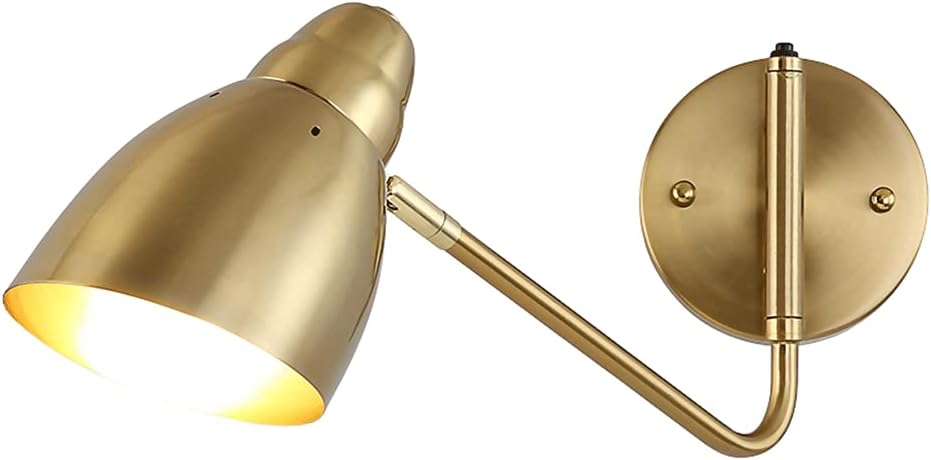 Bedroom Wall Lights, Retro Swing Arm Wall Light, Bedside Reading Lamp, Gold Metal Wall Sconces, E27 Lighting Fixture, Bedroom Decorative Lighting Wall Lamps with Adjustment Function, Industrial Wall