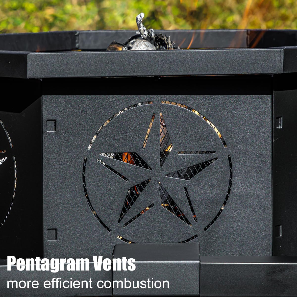 35 Inch Octagonal Fire Pit,Outdoor Fire Pit,Wood Burning Firepit for Bonfire,Firepits for Outside,Camping, Backyard, Patio,Bonfire,Garden