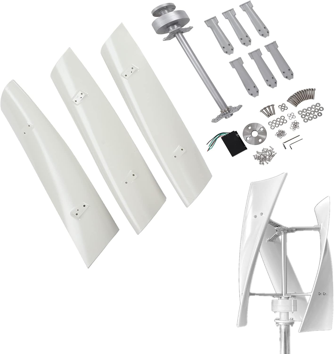 Wind Turbine Generator, 300W Aerodynamic Maglev Vertical Wind Power Turbine Generator, GFRP Blade, Low Torsion Vibration Quiet, Double Bearings(12V)