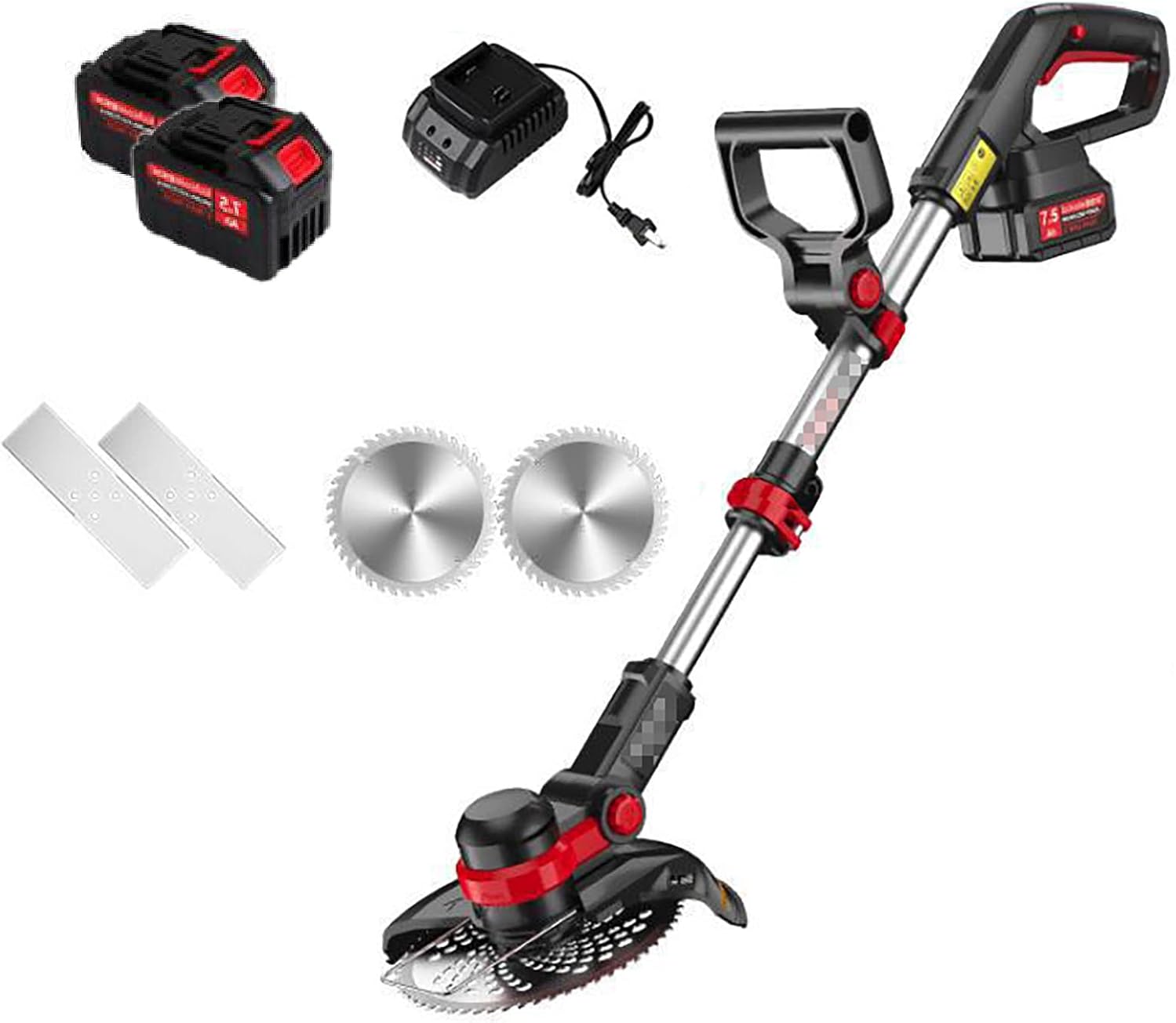 Cordless Lawn Mower, with 20V/7.5Ah Battery and Charger Adjustable Telescopic Handle Home Small Trimmer 2 in 1 Multifunctional Portable Walk-Behind La