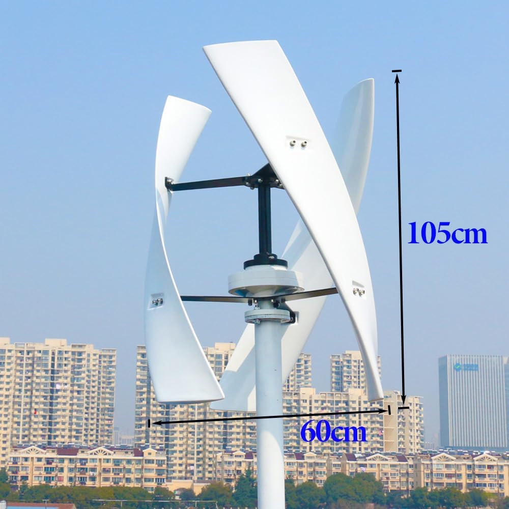 800W No Noise Vertical Axis Wind Turbine Generator 12V 24V 48V Magnetic Levitation Wind Turbine with MPPT Controller for Home Street Lighting (24V, White)