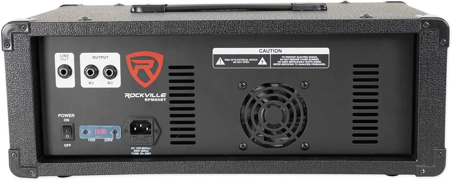Rockville RPM80BT 2400w Powered 8 Channel Mixer/Amplifier w/Bluetooth/EQ/Effects