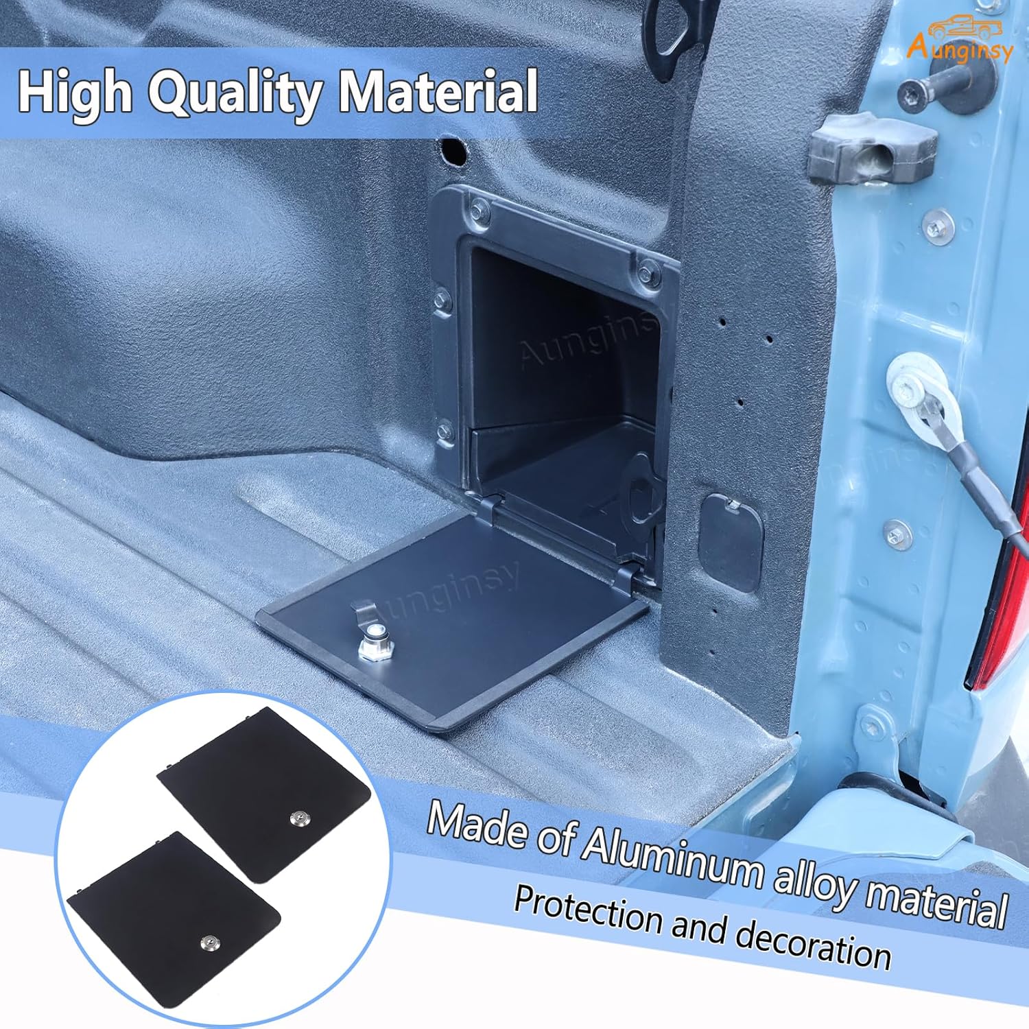 Aunginsy 2Pcs Trunk Bed Security Lockbox Covers Compatible with Ford Maverick 2022-2025 Pickup Aluminum Trunk Bed Lockbox Bin Trunk Left & Right Side Storage Box Lockbox Cover with Keys Accessories