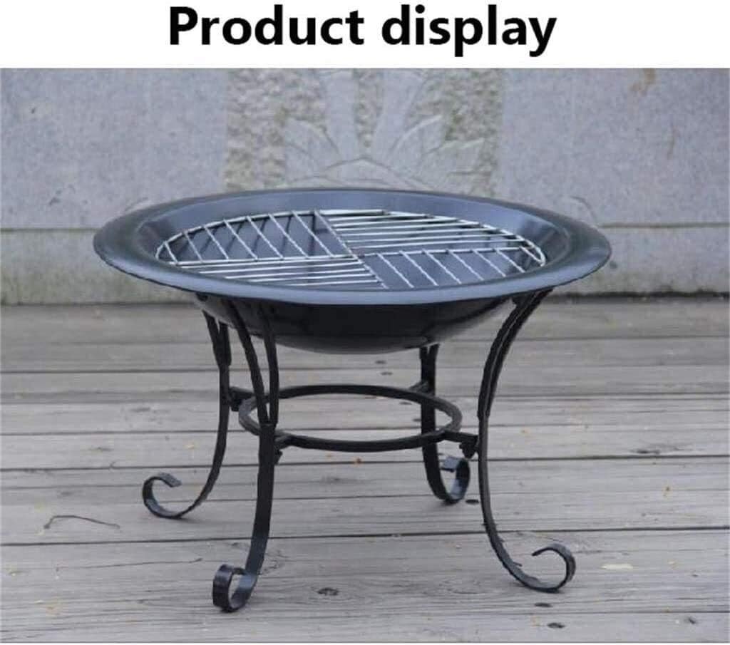 Garden Fire Pit Portable Grill Barbecue Rack Outdoor Fire Large Bonfire Wood Burning Patio Coal Grill Firepit for Grill Charcoal Grill with Spark Screen with Cover BBQ Cooking for Camping S