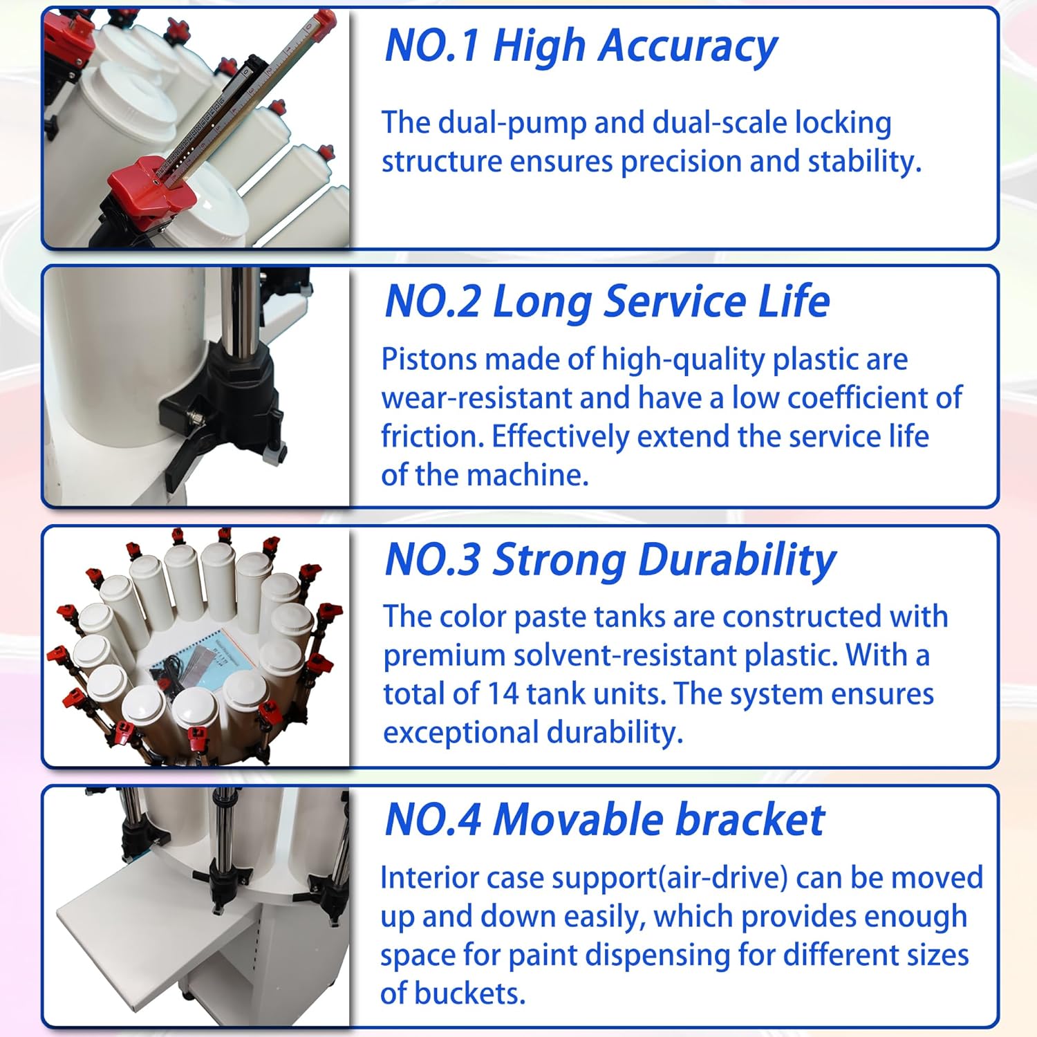 Commercial Paint Colorant Dispenser 2.3L Paint Color Tinting Machine 14 Stations with Dual-Pump Double-Gauge Lock Auto-Mixing Rotating Tray 110V Paste Mixing Machine for Water Oil Colorants