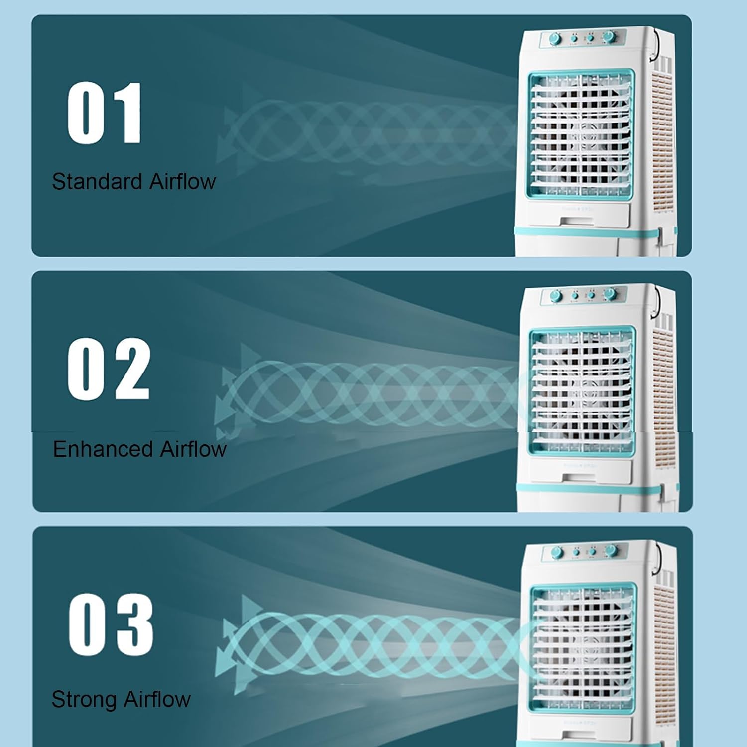 Portable Air Conditioners, Evaporative Air Cooler with 3 Speeds, Fast Cooling Windowless Portable Evaporative Coolers for Home Use(Blue)