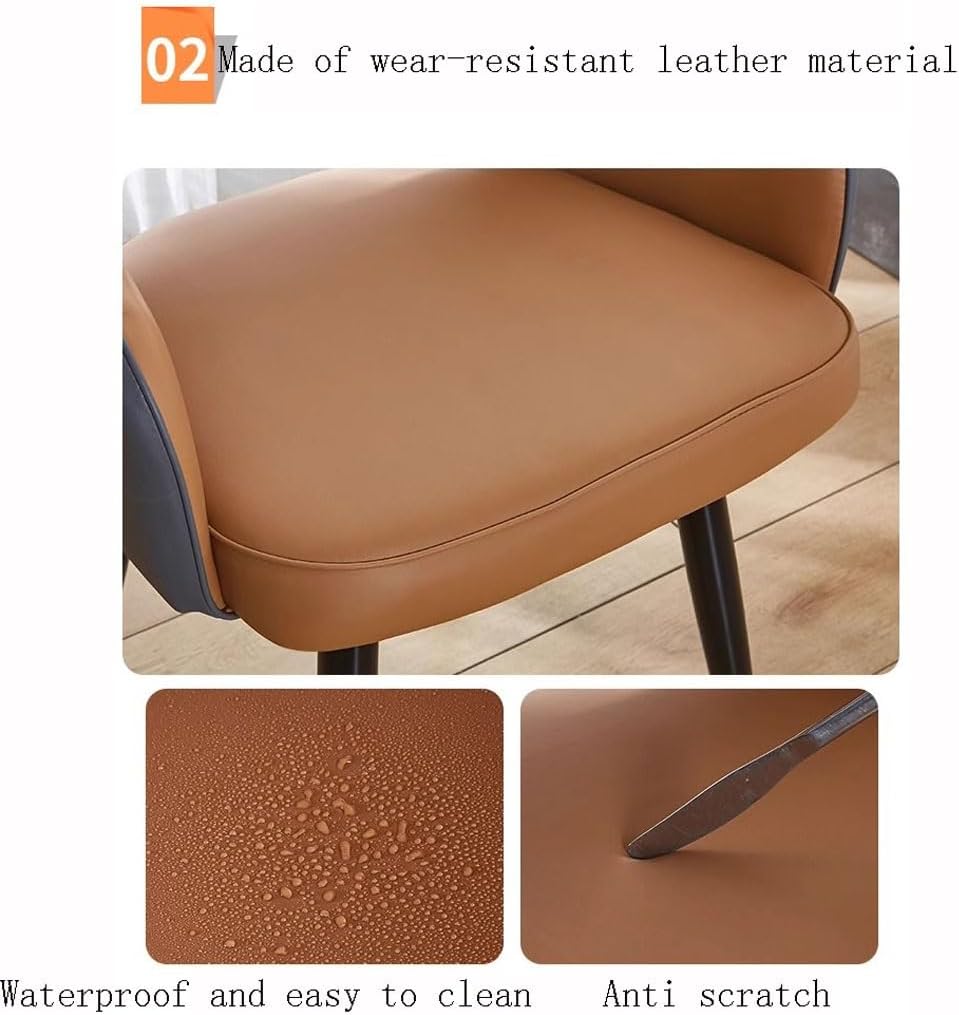 WKWKW Kitchen Set of 4 Modern Dining Chairs Wear Resistant Leather Kitchen Living Dining Room Accent Arm Chairs Carbon Steel Legs Office Lounge Chair(Yellow+Grey)