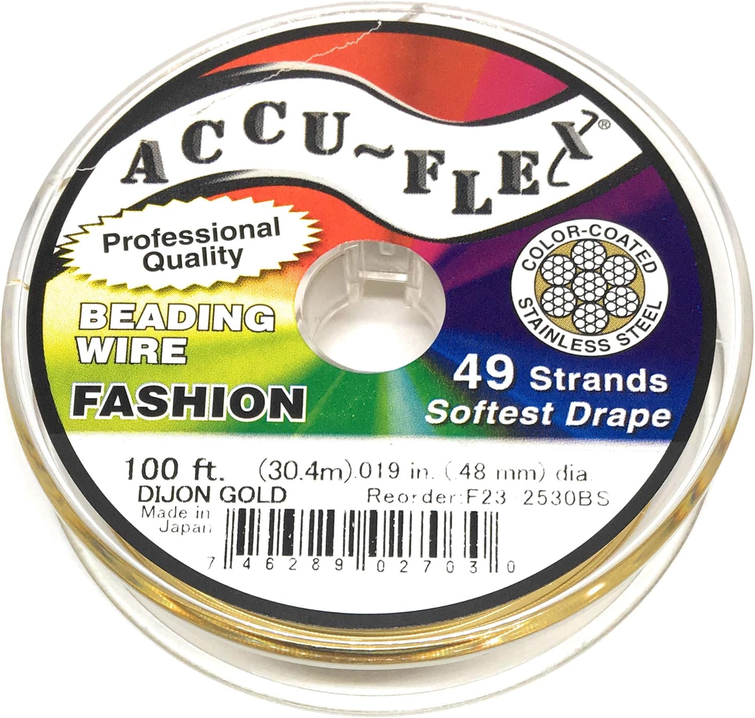 Accuflex Gold Beading Wire .019 Inch 49 Strand 100 Feet