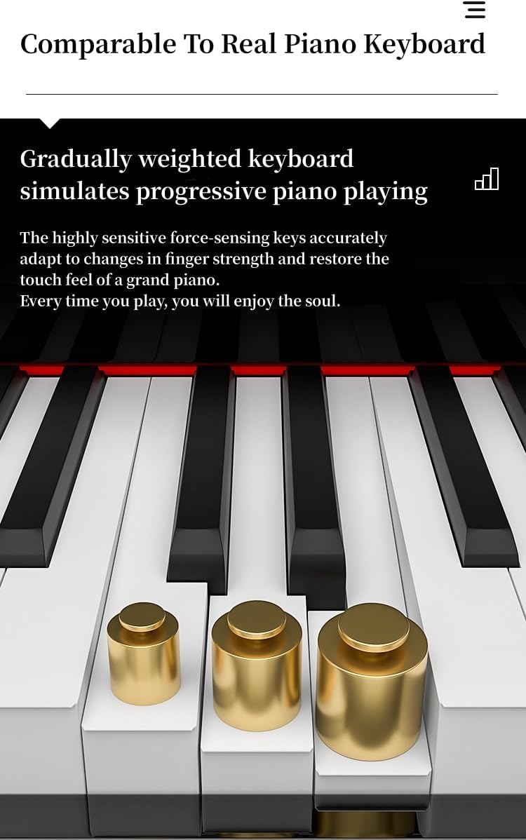 LANDTOM DDT-5130 88-Key Digital Keyboard Piano, Wooden Electric Hammer Weighted Full Size Keyboard Piano, with 3-Pedal, MIDI Connection, Multi-Functional Keyboard and Stand (Brown)