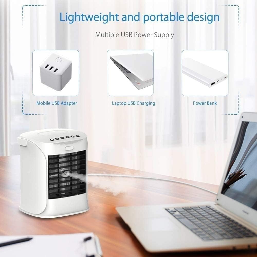Mini Portable Air Conditioner, Personal Evaporative Air Cooler, Desk Cooling Fan, Mini Air Conditioner for Bedroom Office Outdoor