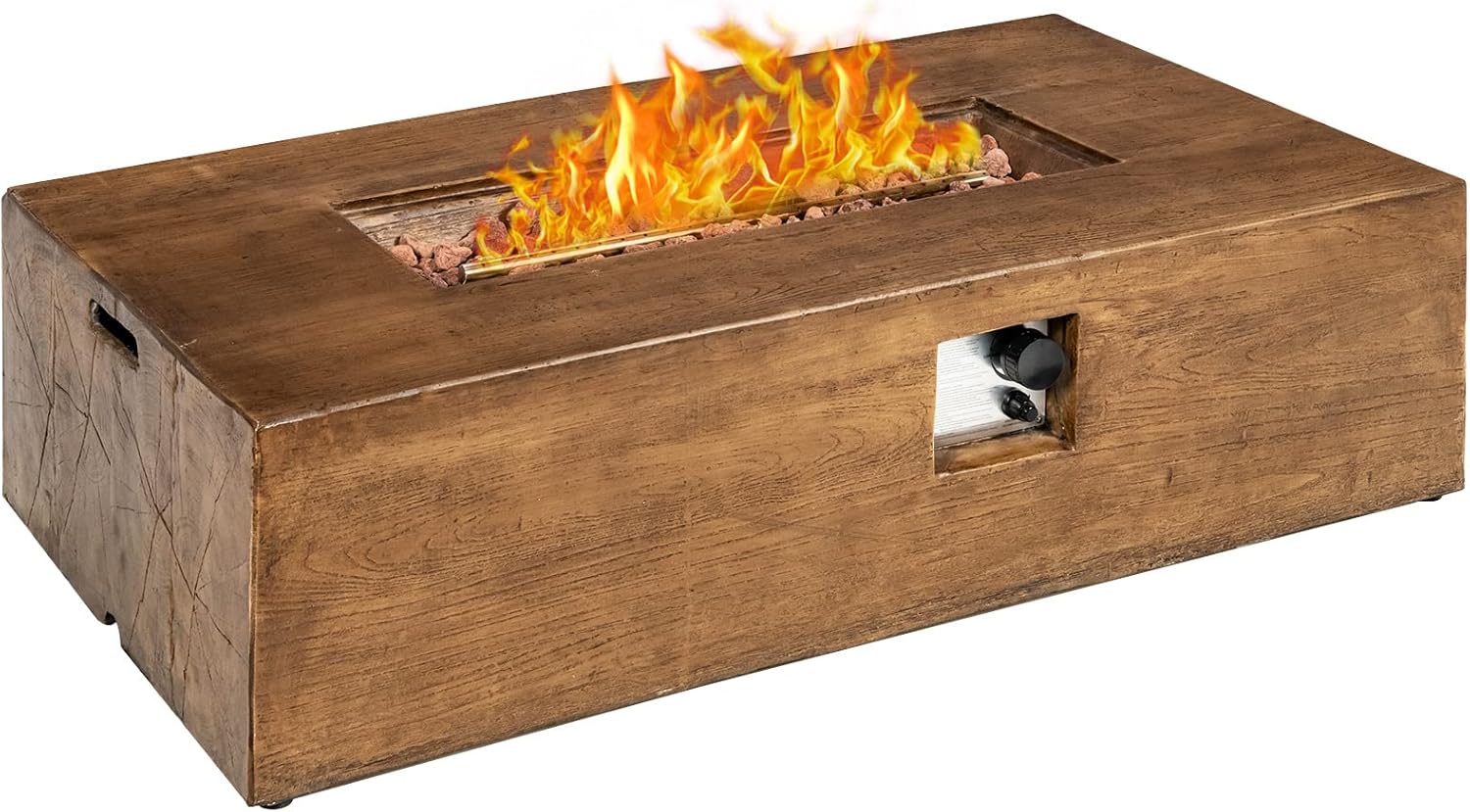 Giantex Gas Fire Pit Table - 50,000 BTU Outdoor Propane Fire Pit with Lava Rocks, Waterproof Cover, CSA Certified 48” Rectangular Fire Table for Patio, Garden, Backyard (Fire Pit)