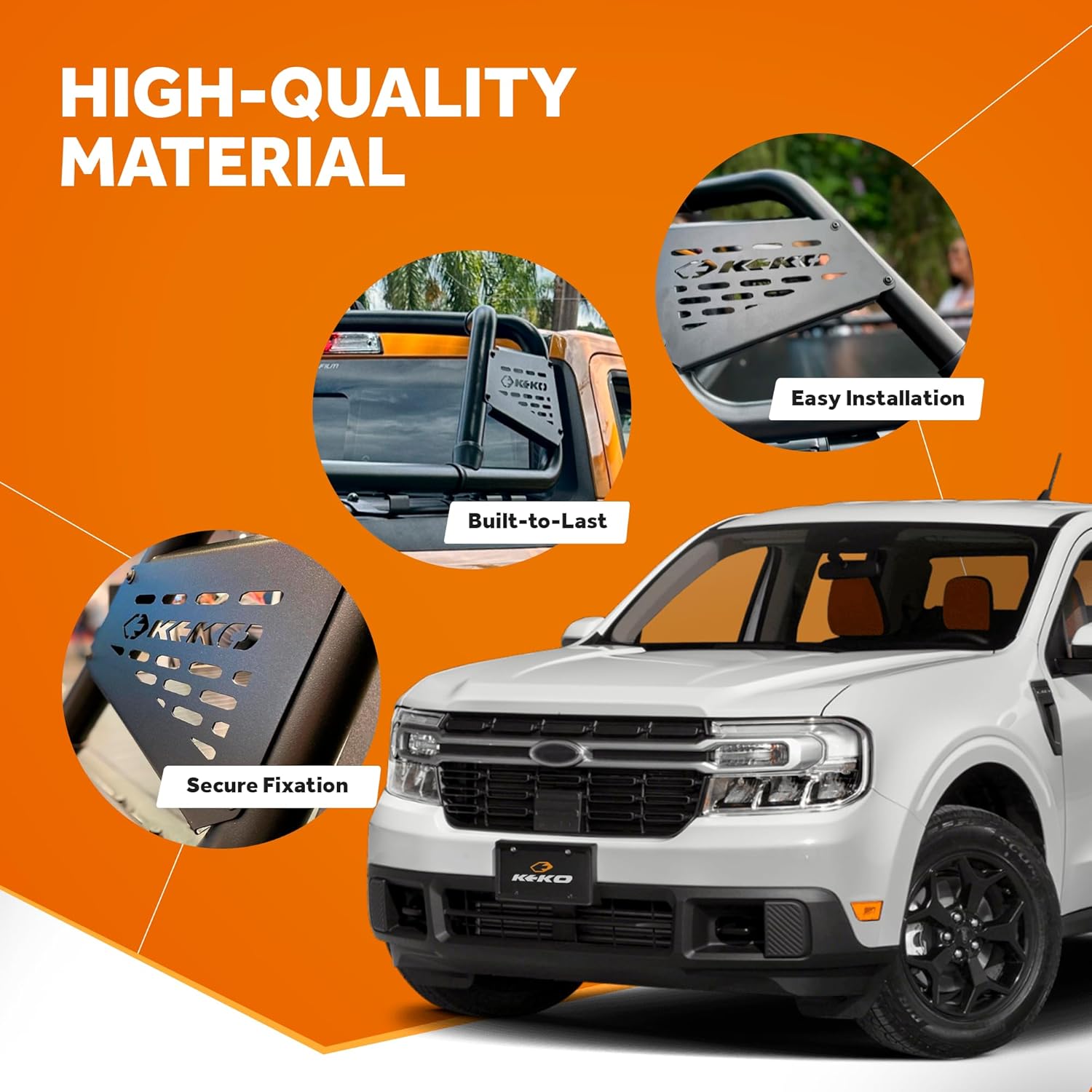 KEKO - Truck Sport Bar Compatible with Maverick 2022-2025 - Sports Bar for Truck - Accessories, Easy Install, Car Accessories - Carbon Steel, Alloy Steel