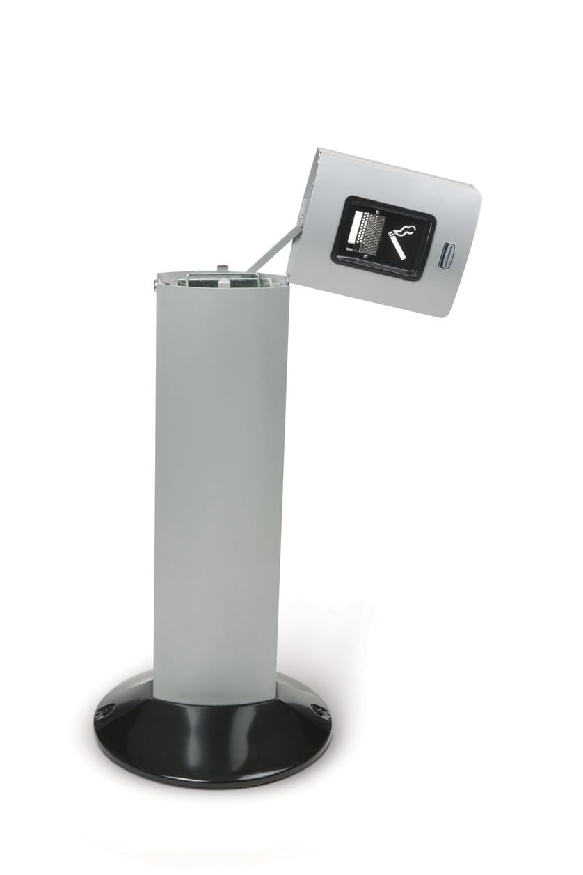 Rubbermaid Commercial Products Metropolitan Smokers' Station, Black Metal, Outdoor for Parks/Outdoor Shopping Malls/Hotels/Bars