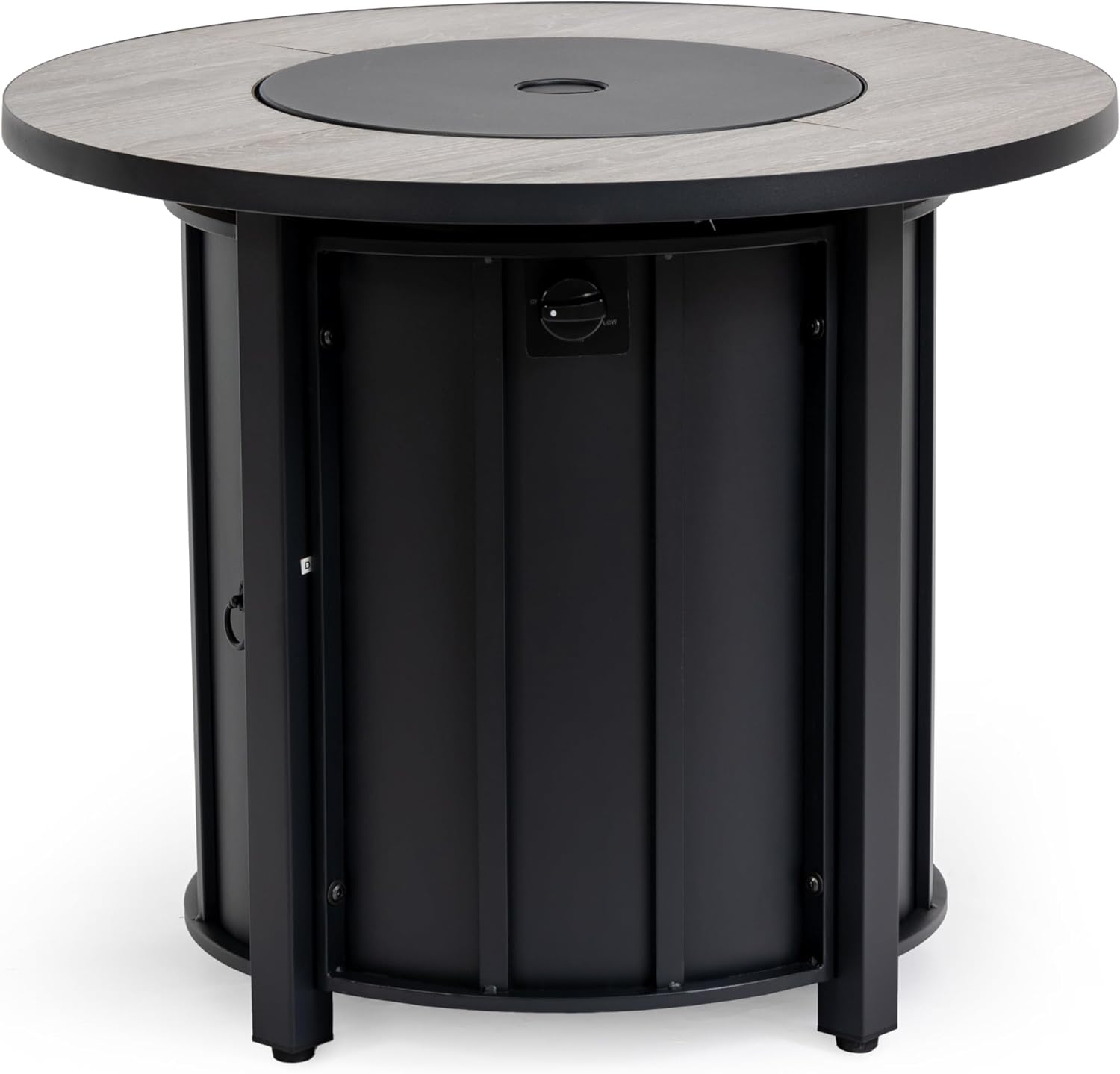 30 Inch Outdoor Propane Fire Pit Table,50000 BTU Steel Gas Firepit with with Wood-Grain Ceramic Tabletop & Lava Rocks, Waterproof Cover,Portable Round Patio Heater for Deck Garden Backyard