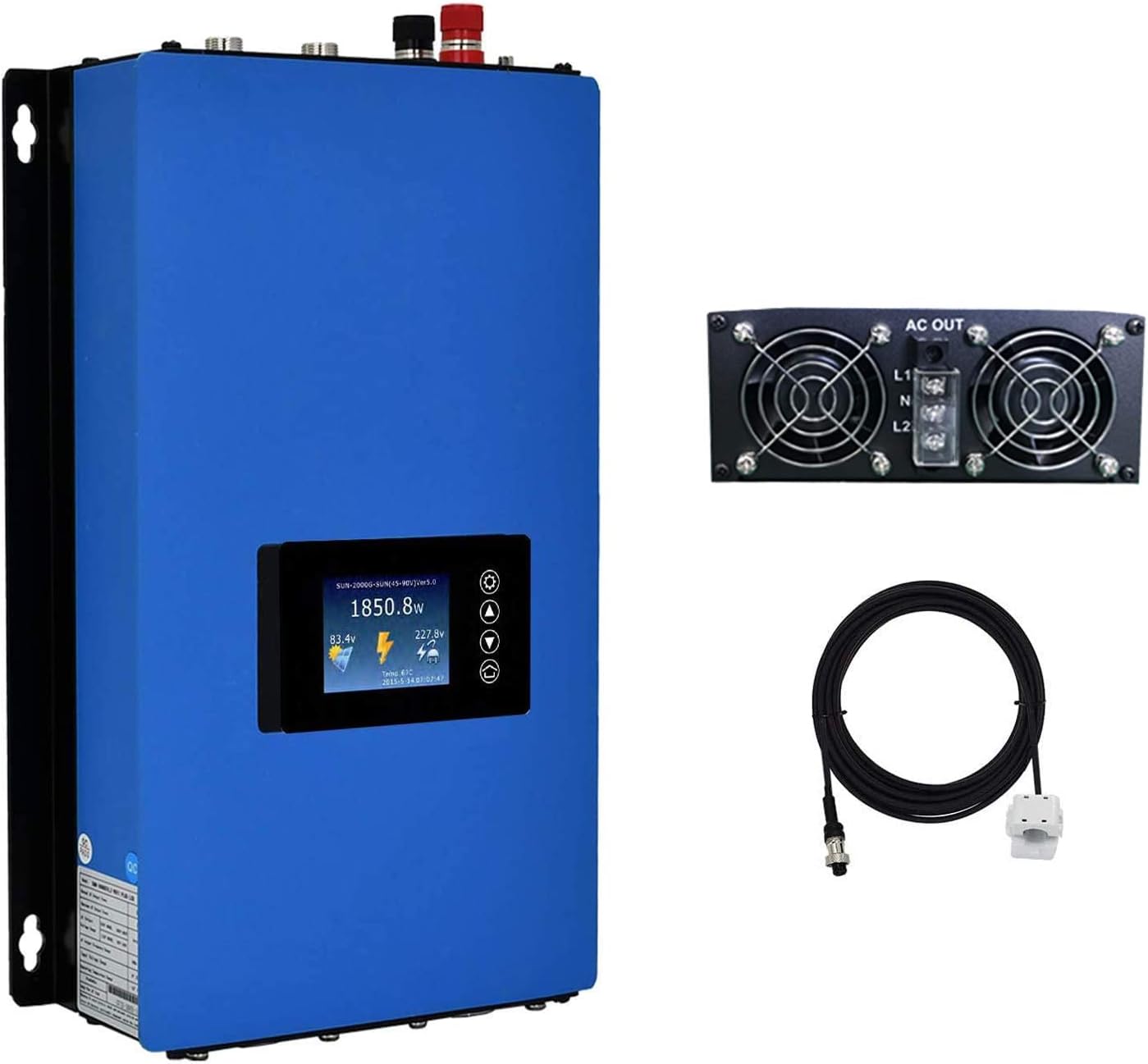 Y&H 2000W Grid Tie Inverter Power Limiter LCD Display DC50-90V Solar Input AC185-265V Output SUN-2000GTIL2-H