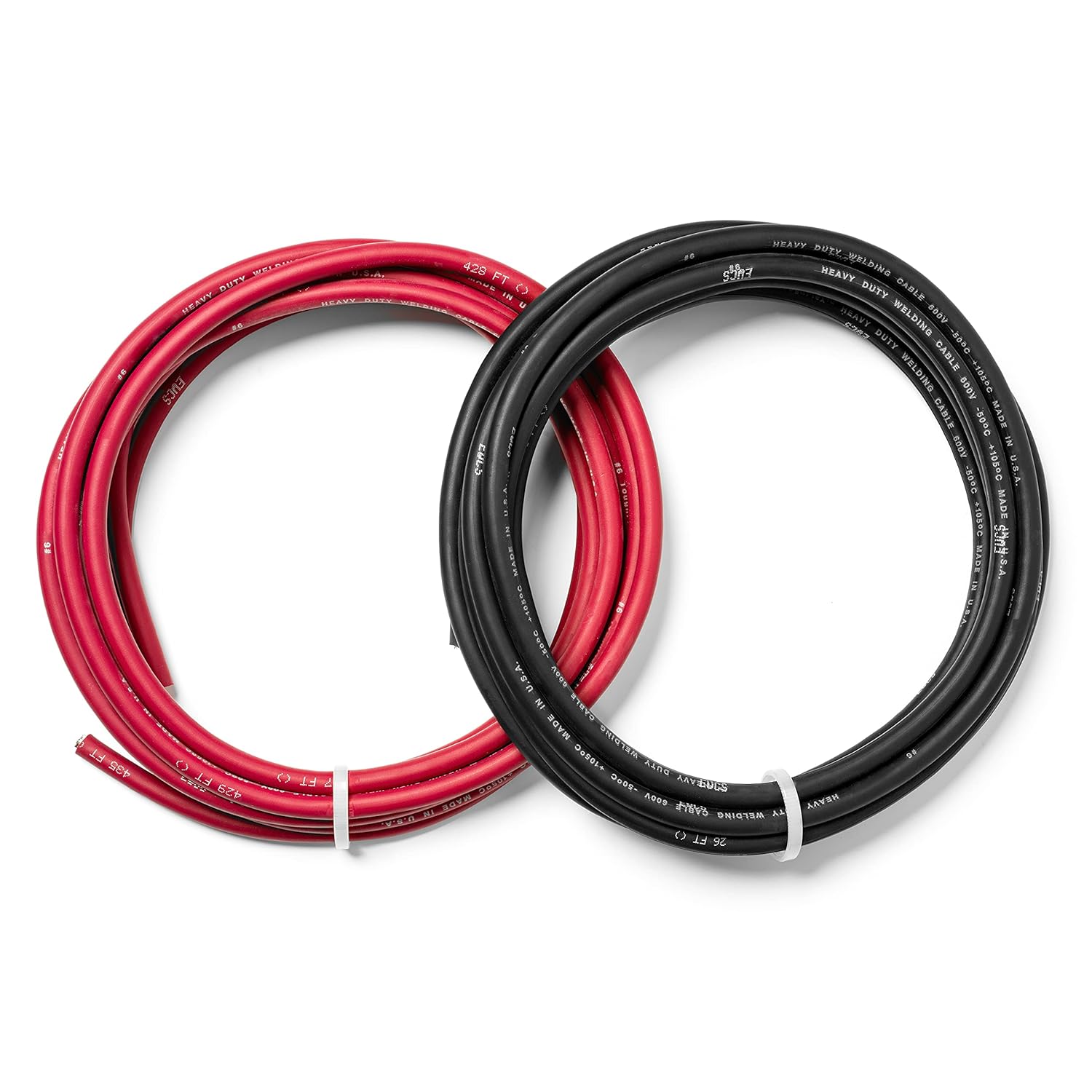 EWCS 6 Gauge Premium Extra Flexible Welding Cable 600 Volt - Combo Pack - 10 Feet Each Black+Red - Made in The USA