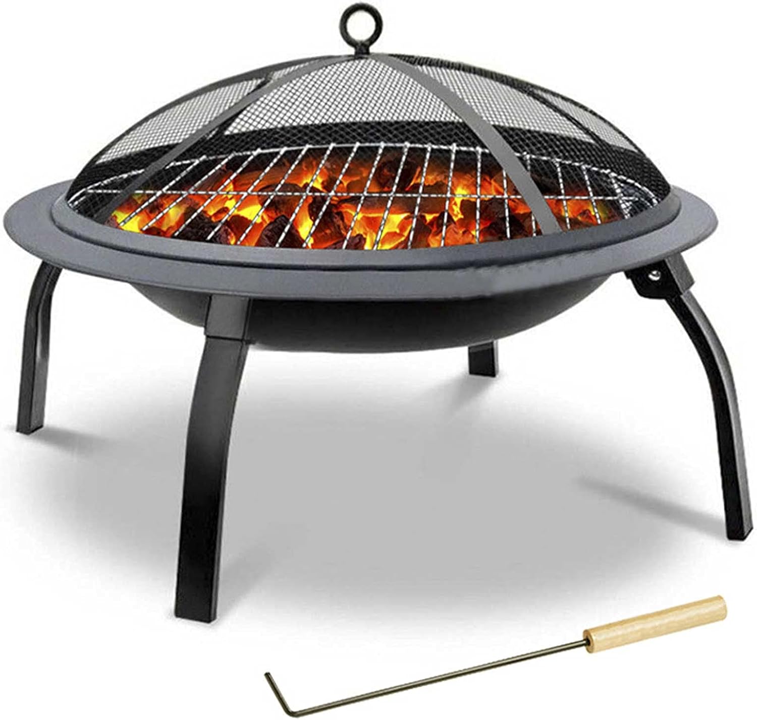 Portable Folding Bowl - Wood Burning 22in Firepit Firebowl & Backyard Firepit