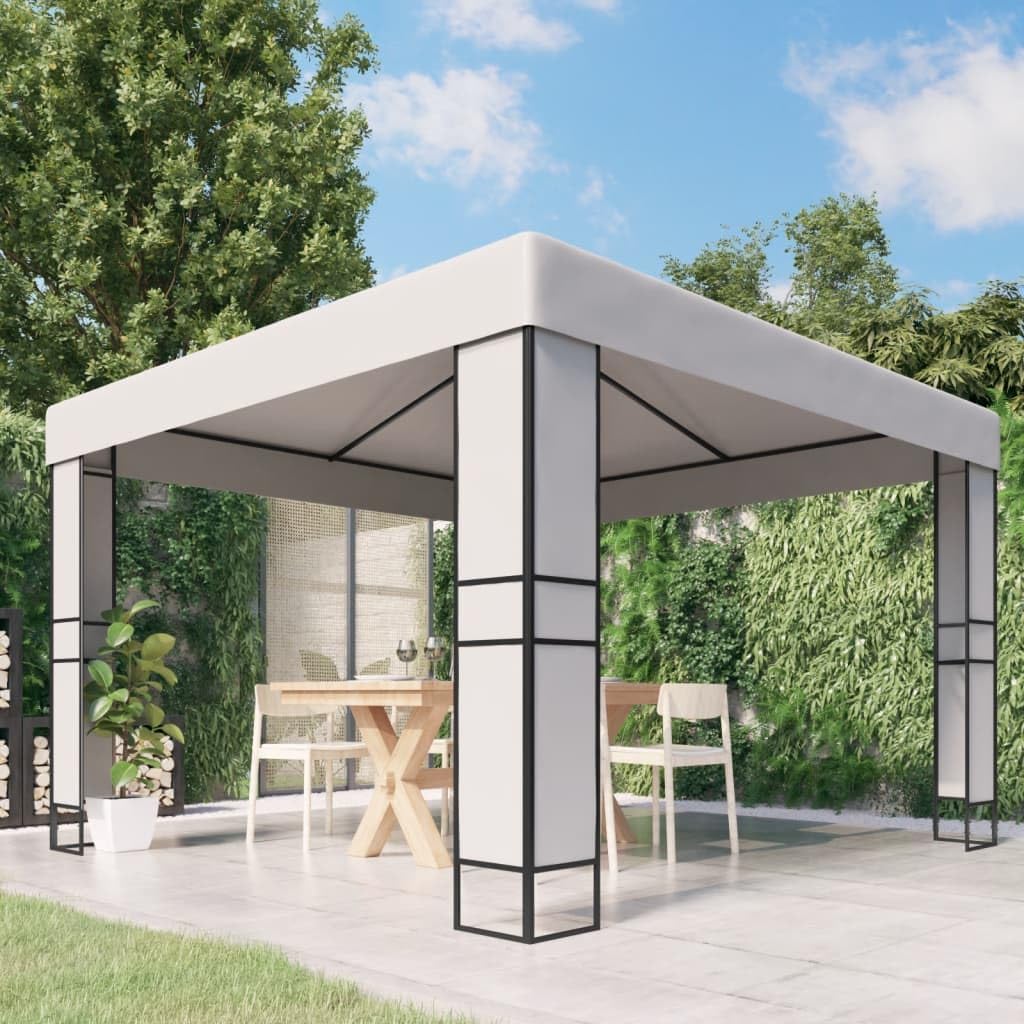White 10x10 Outdoor Gazebo, 100% Polyester with PA Coating, Powder-Coated Steel Frame, Pop Up Canopy Tent for Patio, Garden, Events Outdoor Structures