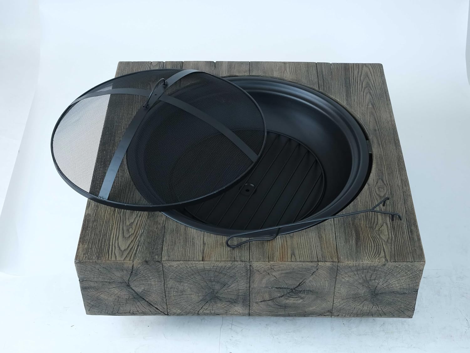 GOWE Wood-Fueled Outdoor Fire Pit with Wood Grain Design