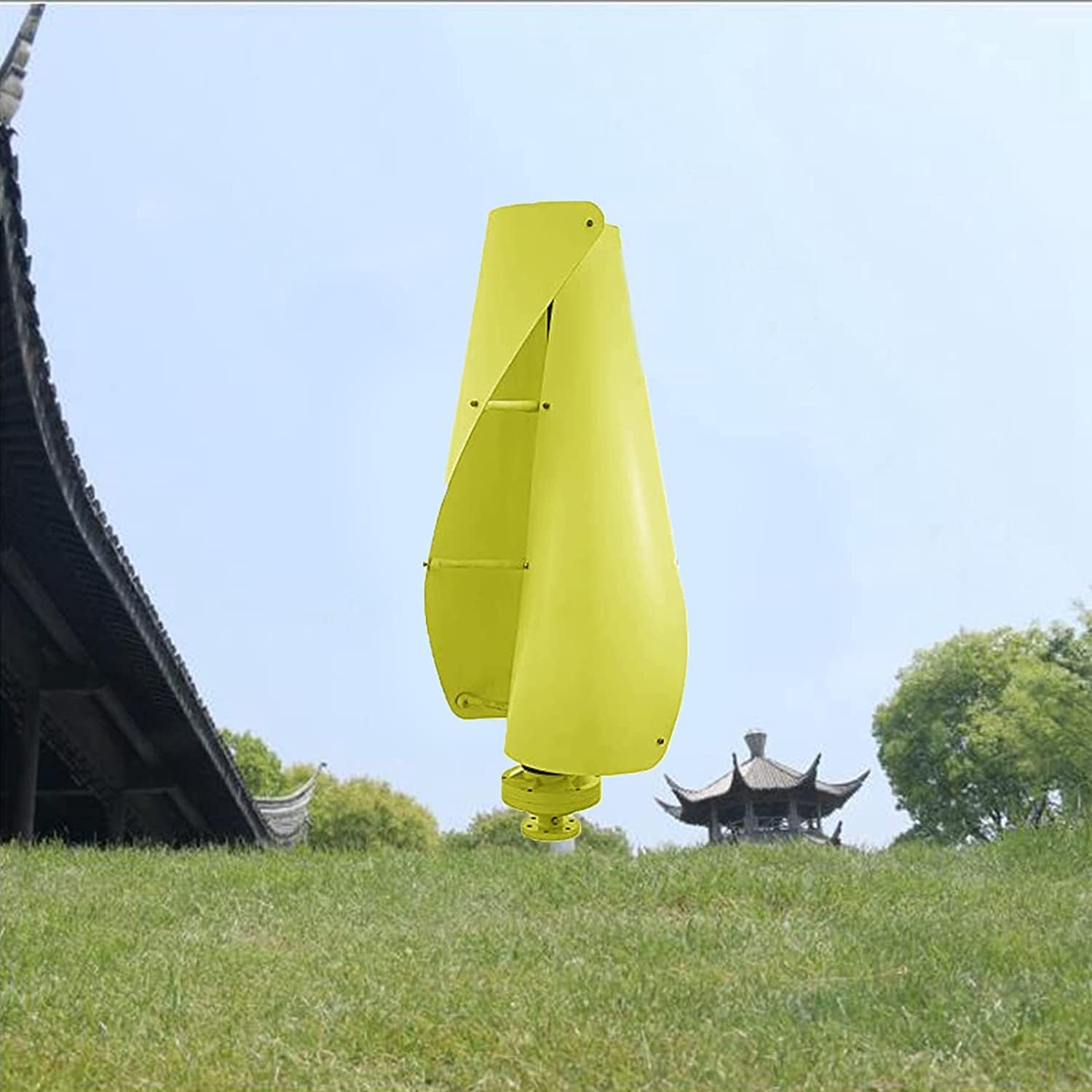 LiuSj JUnSt 8000W Vertical Spiral Wind Turbine Generator, 2 Blades Free Energy Homeuse Wind Turbine Generator Suitable for Garden Street Lighting(Yellow)