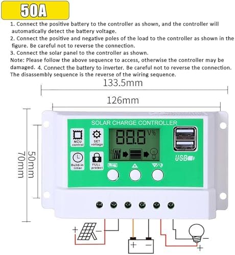 Complete 4000W Solar Inverter Kit with 50A Controller & 100W Panel - Efficient Home & Outdoor Power System, Black, 12V-110V Solar Generator