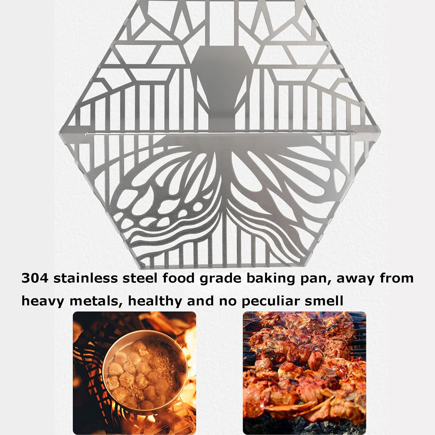 Folding Hexagon Shaped Stainless Steel Fire Pit,Unique Portal Stailess/hot Rolled Iron Outdoor Stove for BBQ/Heating