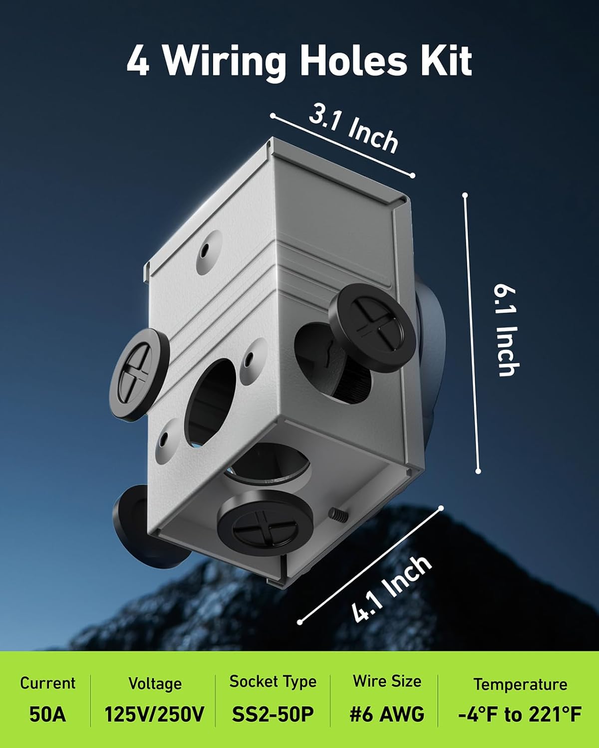 50 Amp Generator Cord and Power Inlet Box, 25 Ft RV Extension Cord, NEMA 14-50P/SS2-50R Twist Lock Connector, 125/250V 12500W Generator Cable, 10 Gauge SJTW Generator to House Power Cord, ETL Listed