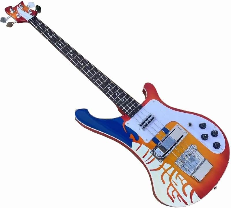 4-String Electric Bass Guitar - Classic Sunburst Gloss Finish, 22-Fret Rosewood Fretboard